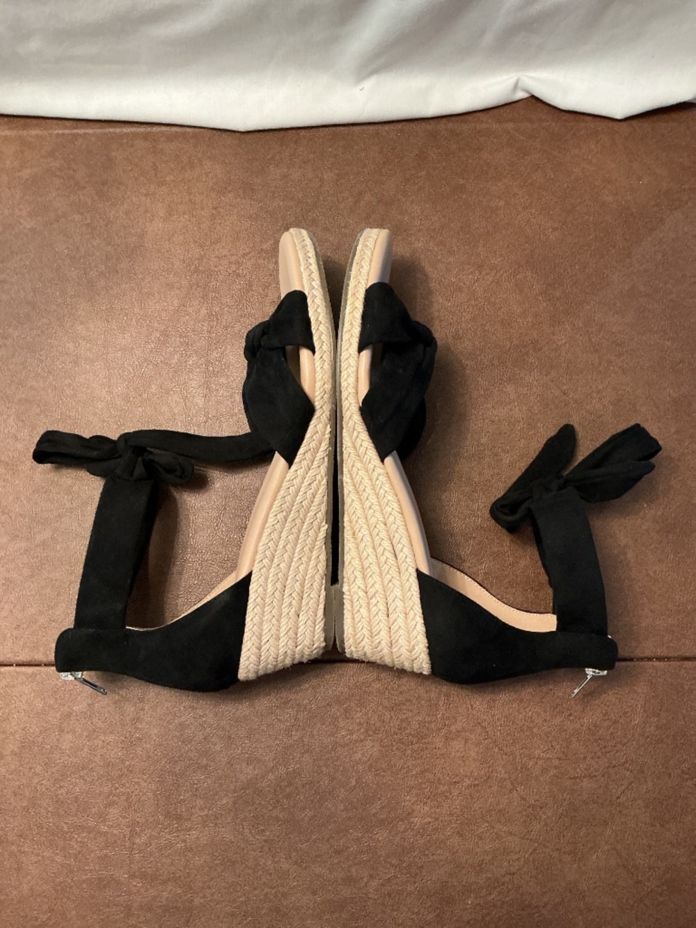 Sz 11 Women’s Sandals Espadrille Suede Upper Memory Foam Black Euro-Summer Shoe - Picture 8 of 12
